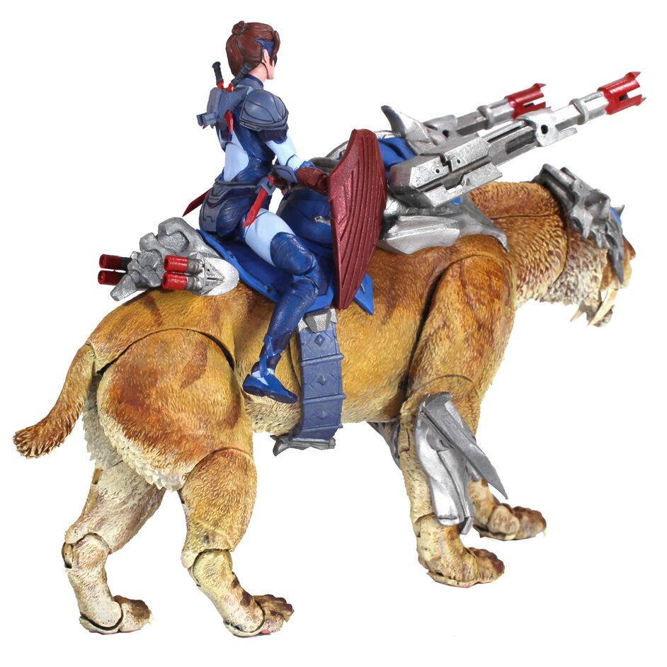 The figure and the rider shown in posterior view.