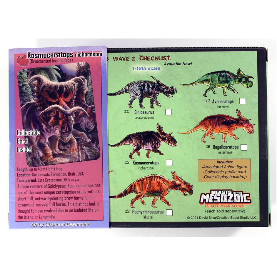 Beasts of the Mesozoic Kosmoceratops richardsoni rear view of packaging